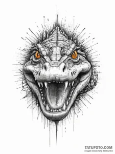 Tattoo sketch crocodile, tattoo line art, vib... - эскиз тату (№1755804544_0, 21.08.2025 19:29) — Tatufoto.com