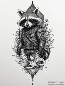 Tattoo sketch guardians of the galaxy rocket... - эскиз тату (№1755805337_0, 21.08.2025 19:42) — Tatufoto.com
