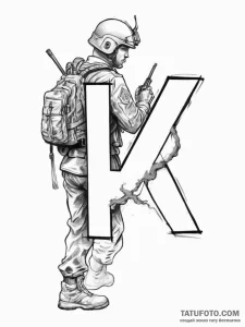 Tattoo sketch soldier with a letter, concept... - эскиз тату (№1755805737_0, 21.08.2025 19:48) — Tatufoto.com