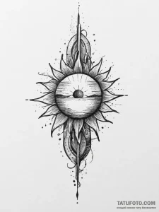 Tattoo sketch heartbeat with a sun, ink illus... - эскиз тату (№1755807130_0, 21.08.2025 20:12) — Tatufoto.com