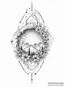 Tattoo sketch cosmic spring, tattoo drawing o... - эскиз тату (№1755808915_0, 21.08.2025 20:41) — Tatufoto.com