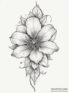 Tattoo sketch clematis flower, concept art fo... - эскиз тату (№1755809726_0, 21.08.2025 20:55) — Tatufoto.com