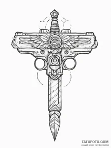 Tattoo sketch weapon, concept art for tattoo,... - эскиз тату (№1755812315_0, 21.08.2025 21:38) — Tatufoto.com