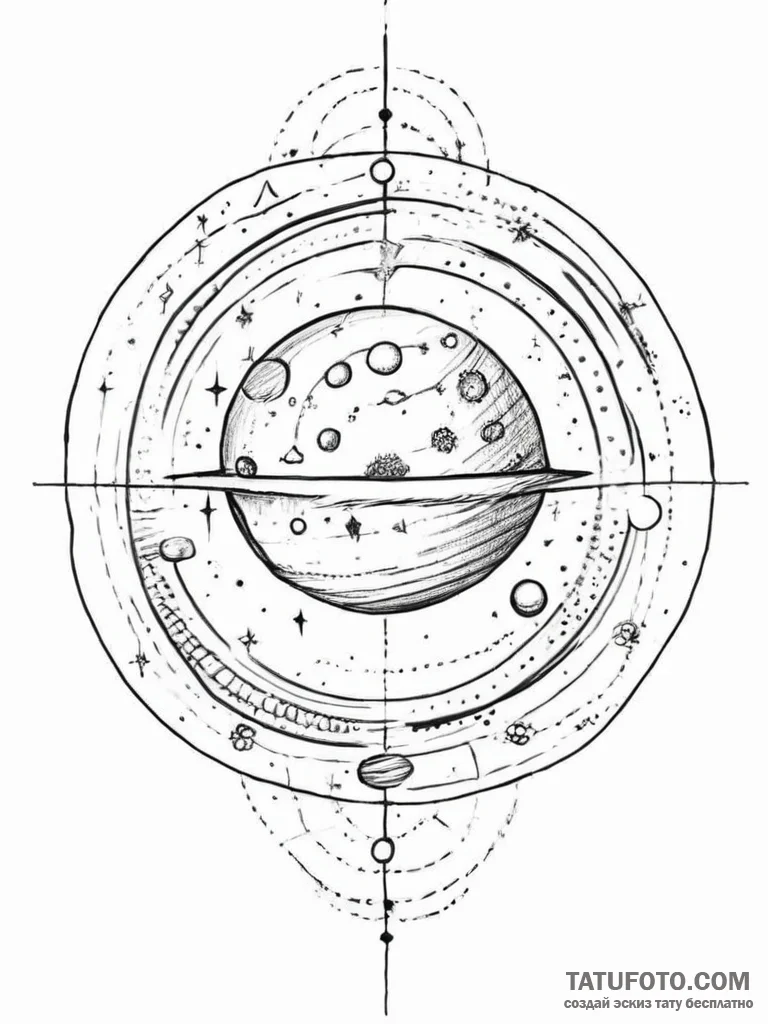 Tattoo sketch cosmic sphere - эскиз тату (№1755815514_0, 21.08.2025 22:31) — Tatufoto.com