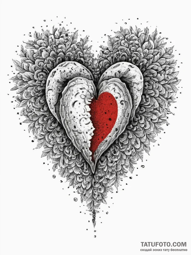 Tattoo sketch cashmere sweater with a heart,... - эскиз тату (№1755815710_0, 21.08.2025 22:35) — Tatufoto.com