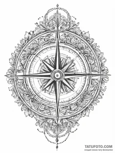 Tattoo sketch tour guide map and compass, tat... - эскиз тату (№1755816107_0, 21.08.2025 22:41) — Tatufoto.com