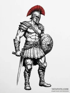 Tattoo sketch soldier with a gladiator, tatto... - эскиз тату (№1755816900_0, 21.08.2025 22:55) — Tatufoto.com