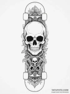Tattoo sketch skateboarding skateboard with a... - эскиз тату (№1755817696_0, 21.08.2025 23:08) — Tatufoto.com