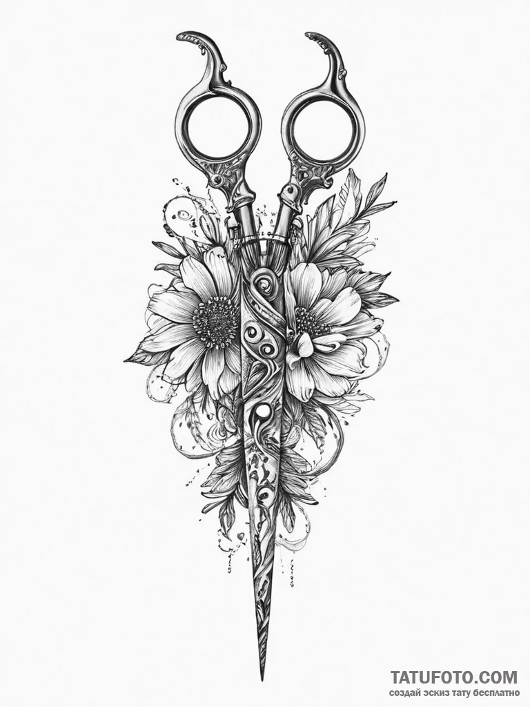 Tattoo sketch barber scissors and comb, tatto... - эскиз тату (№1755818492_0, 21.08.2025 23:21) — Tatufoto.com