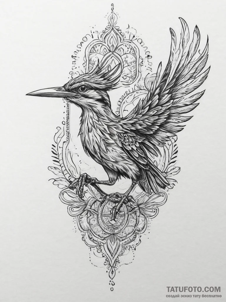 Tattoo sketch roadrunner, tattoo line art, ro... - эскиз тату (№1755818890_0, 21.08.2025 23:28) — Tatufoto.com