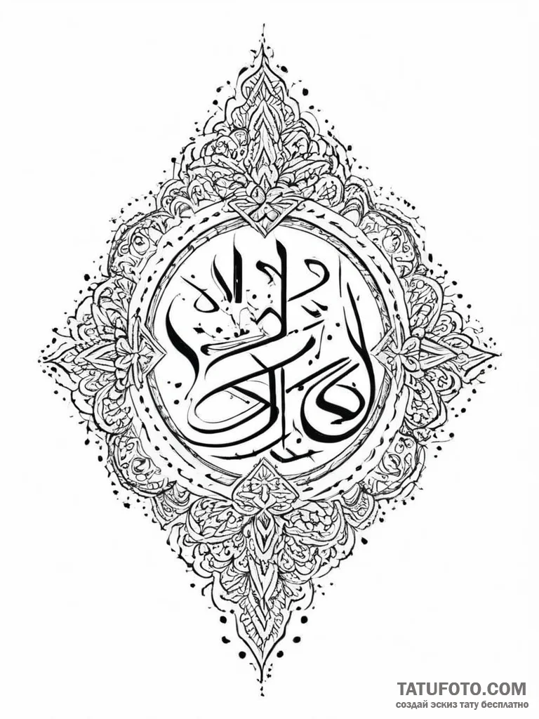 Tattoo sketch islamic calligraphy allah - эскиз тату (№1755819510_0, 21.08.2025 23:38) — Tatufoto.com