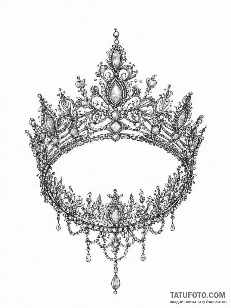 Tattoo sketch tiara tattoo, tattoo line art,... - эскиз тату (№1755820727_0, 21.08.2025 23:58) — Tatufoto.com