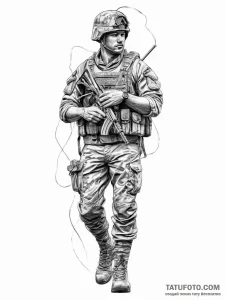 Tattoo sketch soldier with a thread - эскиз тату (№1755820931_0, 22.08.2025 00:02) — Tatufoto.com