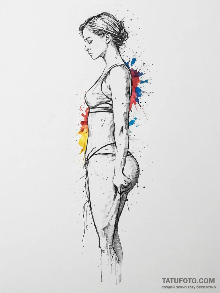Tattoo sketch single line of a person's shoul... - эскиз тату (№1755822332_0, 22.08.2025 00:25) — Tatufoto.com