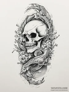 Tattoo sketch sketch череп, concept art for t... - эскиз тату (№1755823349_0, 22.08.2025 00:42) — Tatufoto.com