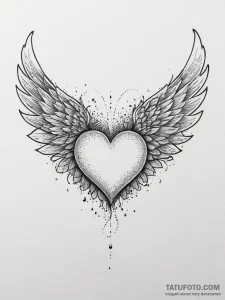 Tattoo sketch heart with wings, tattoo line a... - эскиз тату (№1755824744_0, 22.08.2025 01:05) — Tatufoto.com