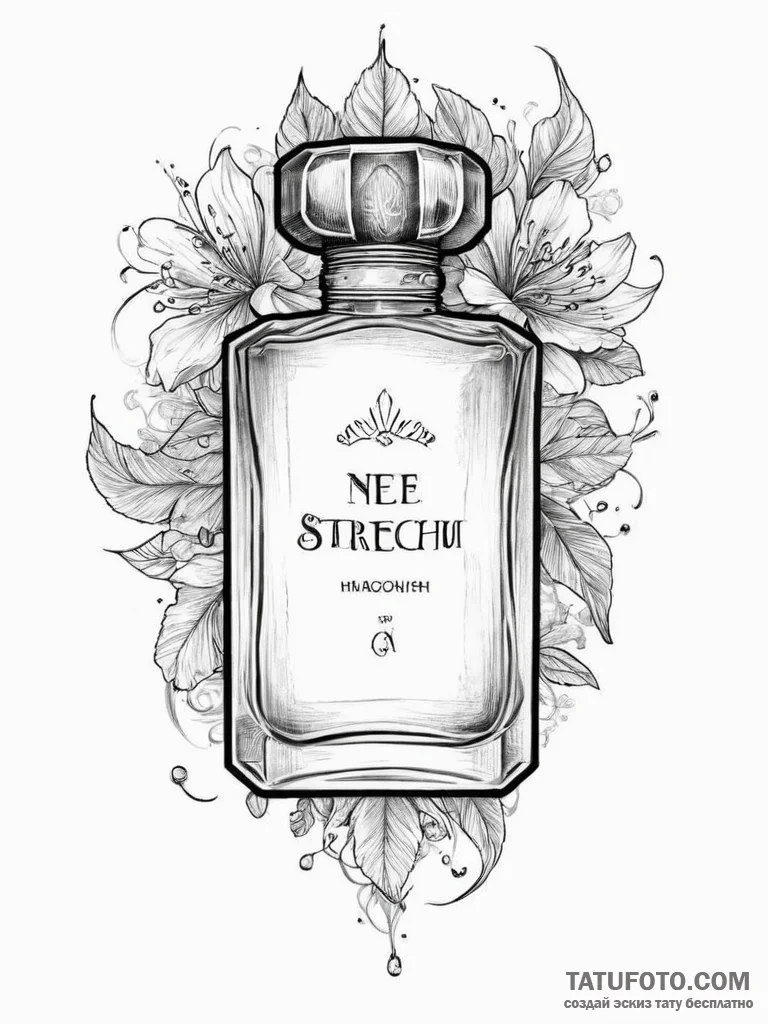 Tattoo sketch perfume tattoo, concept art for... - эскиз тату (№1755824945_0, 22.08.2025 01:09) — Tatufoto.com