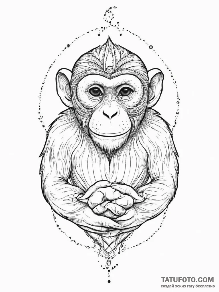 Tattoo sketch monkey, tattoo flash sheet desi... - эскиз тату (№1755829562_0, 22.08.2025 02:26) — Tatufoto.com