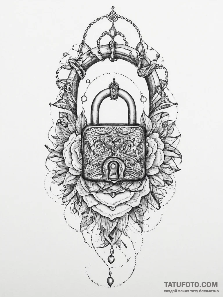 Tattoo hands with a lock, artistic tattoo ske... - эскиз тату (№1755829963_0, 22.08.2025 02:32) — Tatufoto.com