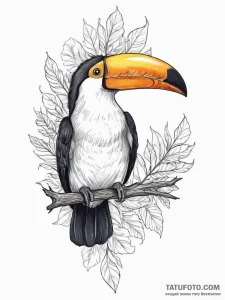 Tattoo sketch puns a toucan that says "i'm a... - эскиз тату (№1755831962_0, 22.08.2025 03:06) — Tatufoto.com