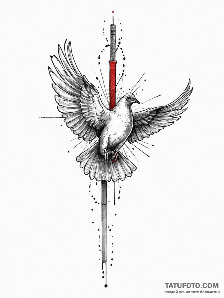 Tattoo sketch pigeon, concept art for tattoo,... - эскиз тату (№1755832563_0, 22.08.2025 03:16) — Tatufoto.com