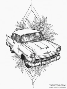 Tattoo sketch car with a plant, artistic tatt... - эскиз тату (№1755833376_0, 22.08.2025 03:29) — Tatufoto.com