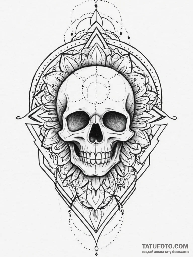 Tattoo sketch skull, tattoo flash sheet desig... - эскиз тату (№1755833584_0, 22.08.2025 03:33) — Tatufoto.com