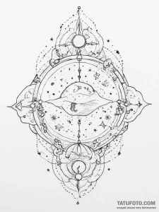 Tattoo sketch cosmic tale - эскиз тату (№1755835991_0, 22.08.2025 04:13) — Tatufoto.com