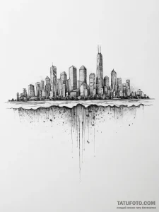 Tattoo sketch a city skyline, tattoo line art... - эскиз тату (№1755836195_0, 22.08.2025 04:16) — Tatufoto.com