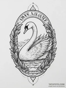 Tattoo sketch puns a swan that says "i'm a sw... - эскиз тату (№1755836391_0, 22.08.2025 04:19) — Tatufoto.com