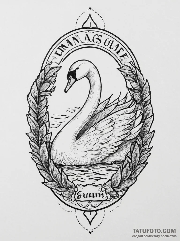 Tattoo sketch puns a swan that says "i'm a sw... - эскиз тату (№1755836391_0, 22.08.2025 04:19) — Tatufoto.com