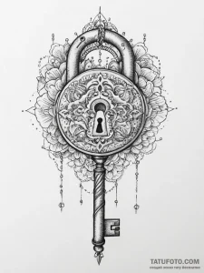 Tattoo sketch ключ и замок, tattoo line art,... - эскиз тату (№1755839349_0, 22.08.2025 05:09) — Tatufoto.com