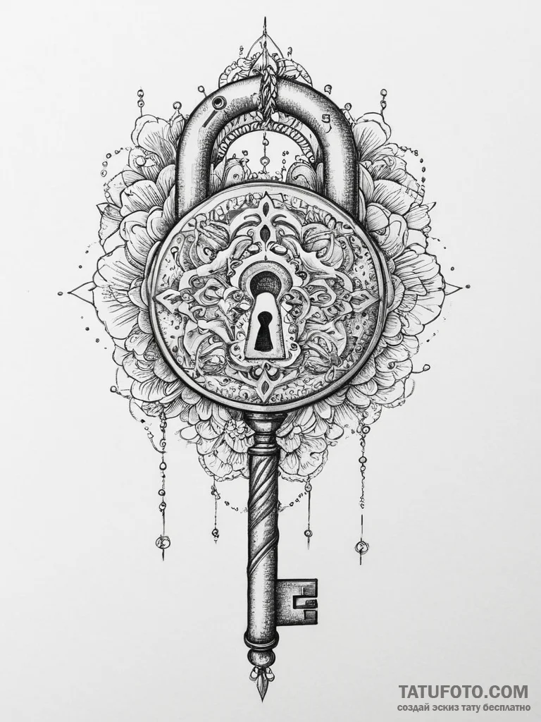Tattoo sketch ключ и замок, tattoo line art,... - эскиз тату (№1755839349_0, 22.08.2025 05:09) — Tatufoto.com