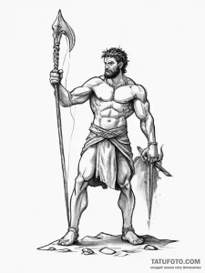 Tattoo sketch david and goliath - эскиз тату (№1755841697_0, 22.08.2025 05:48) — Tatufoto.com