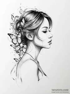 Tattoo sketch butterfly girl tattoo - эскиз тату (№1755841895_0, 22.08.2025 05:51) — Tatufoto.com