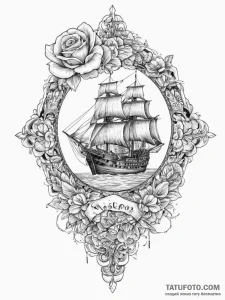 Tattoo sketch vasco da gama with a ship, ink... - эскиз тату (№1755842887_0, 22.08.2025 06:08) — Tatufoto.com