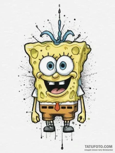 Tattoo sketch spongebob squarepants with squi... - эскиз тату (№1755843877_0, 22.08.2025 06:24) — Tatufoto.com