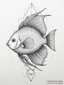 Tattoo sketch puns a angelfish that says "i'm... - эскиз тату (№1755845459_0, 22.08.2025 06:50) — Tatufoto.com