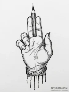 Tattoo sketch hands with a pencil, tattoo fla... - эскиз тату (№1755845851_0, 22.08.2025 06:57) — Tatufoto.com