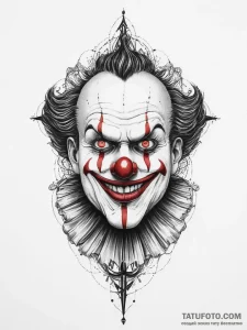 Tattoo sketch clown face, tattoo sketch desig... - эскиз тату (№1755846677_0, 22.08.2025 07:11) — Tatufoto.com