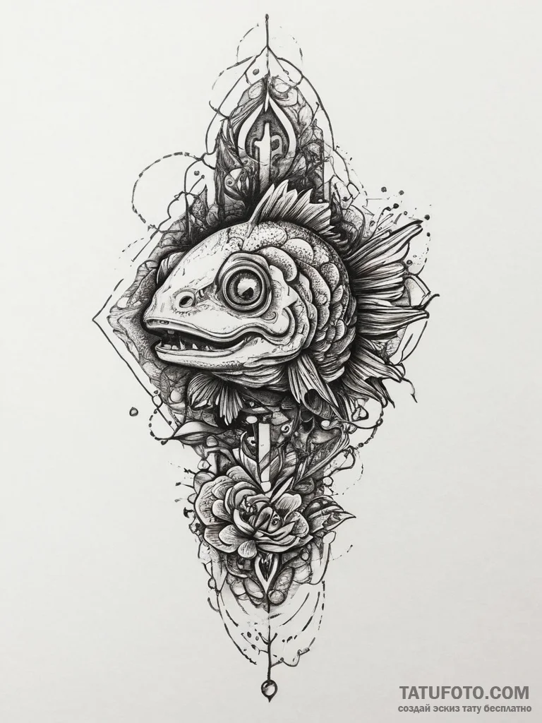 Tattoo sketch croaker, concept art for tattoo... - эскиз тату (№1755846872_0, 22.08.2025 07:14) — Tatufoto.com