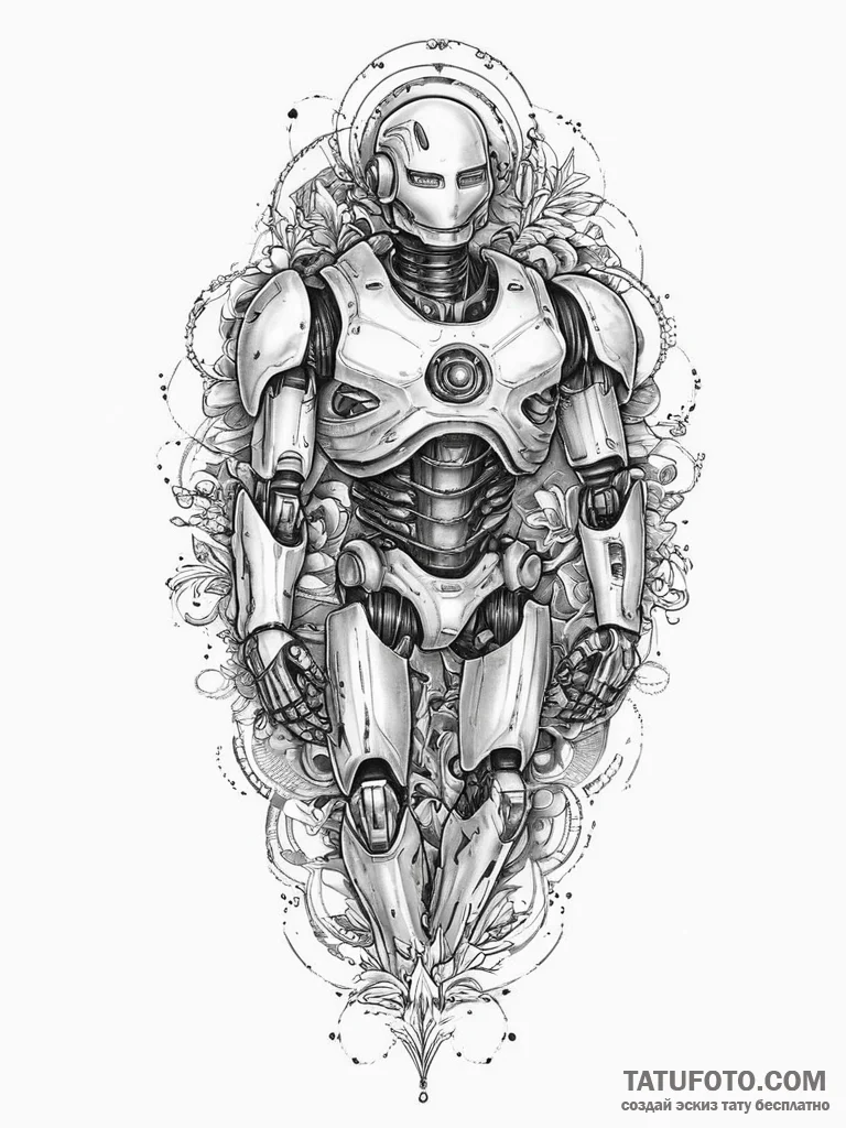 Tattoo sketch soldier with a robot, tattoo fl... - эскиз тату (№1755847485_0, 22.08.2025 07:24) — Tatufoto.com