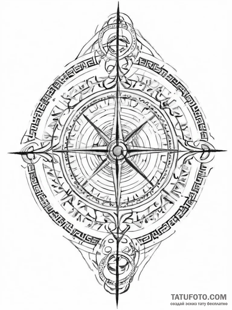 Tattoo sketch slavic labyrinth with a compass - эскиз тату (№1755848078_0, 22.08.2025 07:34) — Tatufoto.com