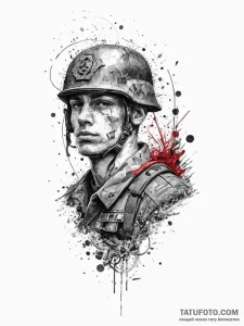 Tattoo sketch soldier with a thread, concept... - эскиз тату (№1755848477_0, 22.08.2025 07:41) — Tatufoto.com