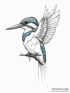 Tattoo sketch puns a kingfisher that says "i'... - эскиз тату (№1755849081_0, 22.08.2025 07:51) — Tatufoto.com