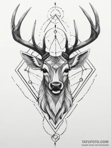 Tattoo sketch geometric deer, tattoo flash sh... - эскиз тату (№1755850080_0, 22.08.2025 08:08) — Tatufoto.com