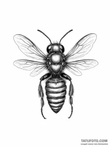 A hornet suspended in the air - чёрно-белая, black & grey - эскиз тату (№1755850612_0, 22.08.2025 08:16) — Tatufoto.com