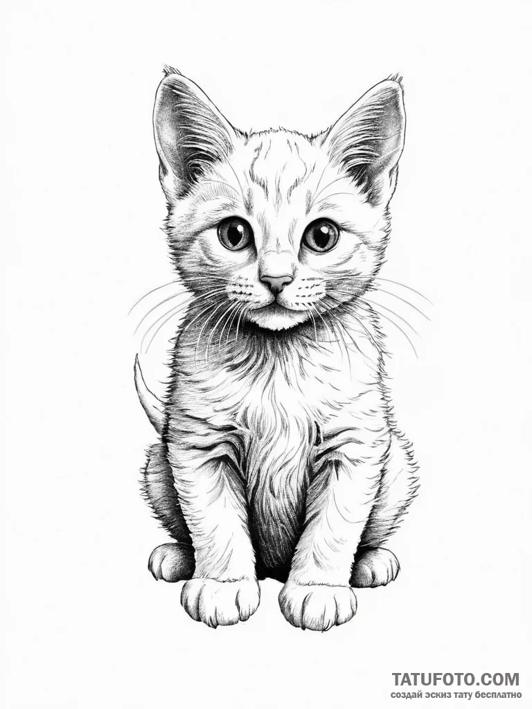 Tattoo sketch playful kitten tattoo, ink illu... - эскиз тату (№1755850878_0, 22.08.2025 08:21) — Tatufoto.com