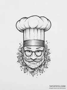 Tattoo sketch baker chef's hat, tattoo drawin... - эскиз тату (№1755851486_0, 22.08.2025 08:31) — Tatufoto.com