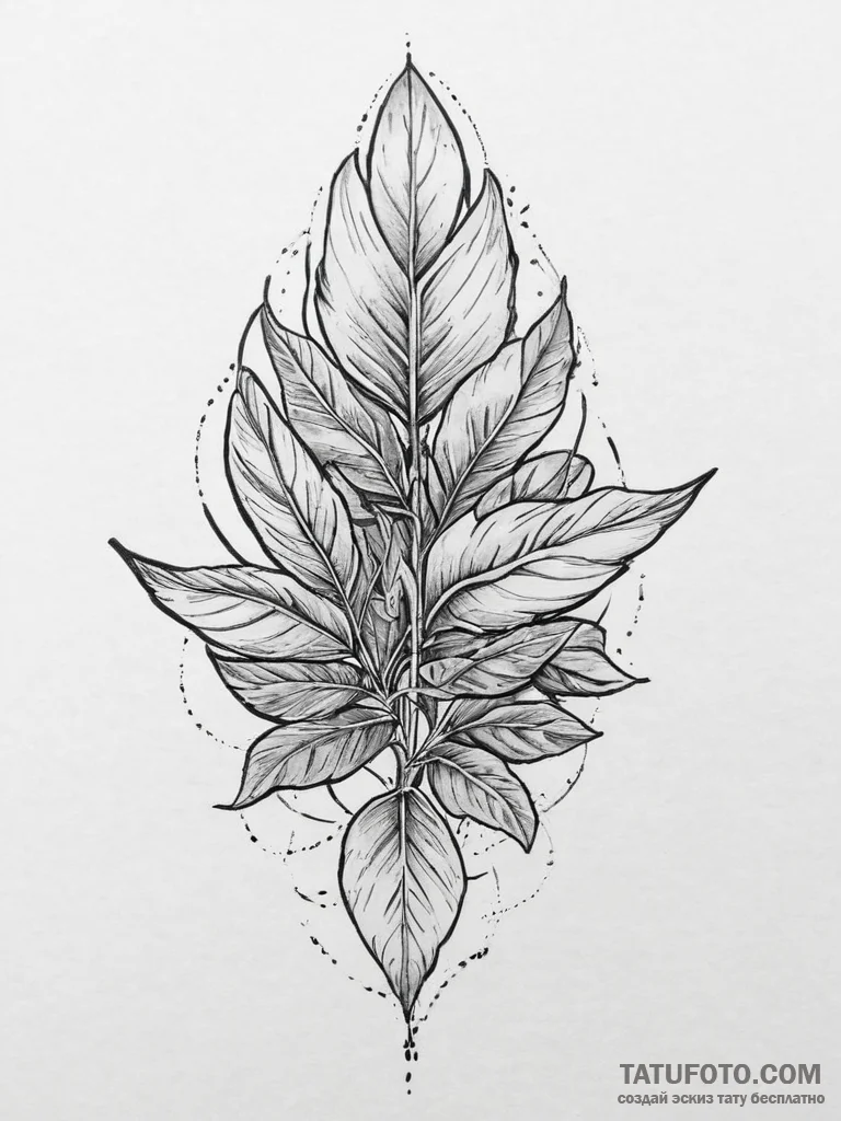 Tattoo sketch sage leaves, artistic tattoo sk... - эскиз тату (№1755851693_0, 22.08.2025 08:34) — Tatufoto.com